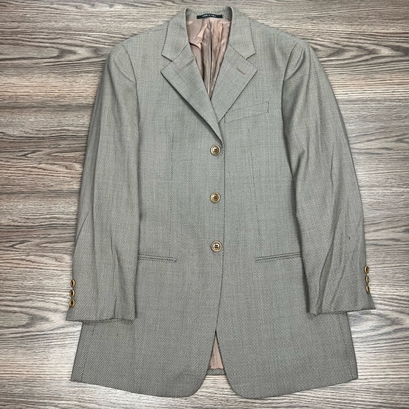 Giorgio Armani Taupe & Brown Check Sport Coat 38R
